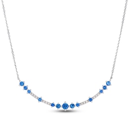 Le Vian Natural Blue Sapphire Smile Necklace 1/15 ct tw Diamonds 14K Vanilla Gold 19"