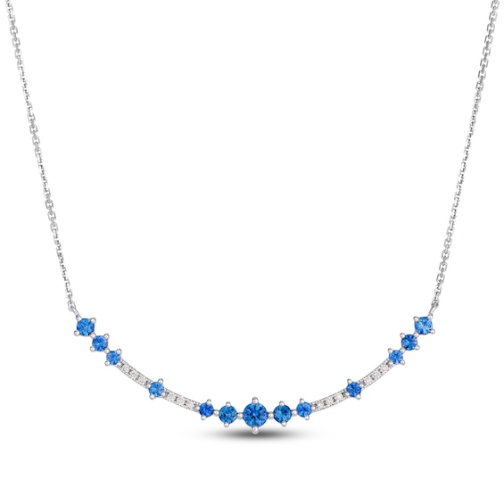 Le Vian Natural Blue Sapphire Smile Necklace 1/15 ct tw Diamonds 14K Vanilla Gold 19"