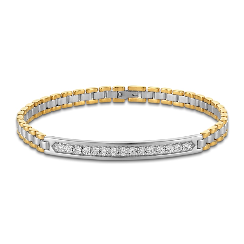 Main Image 1 of 1933 by Esquire Men's Diamond ID Bracelet 1/4 ct tw Sterling Silver and 14K Yellow Gold Plate 8.5"