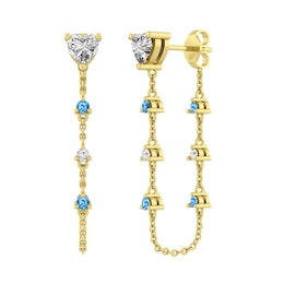 Color Stone Front Back Dangling Earrings