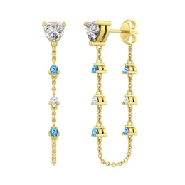 Birthstone Front Back Dangling Earrings (7 Stones)