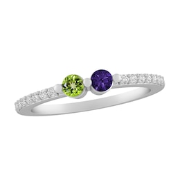East West Round Birthstone Couple's Ring (2 Stones)