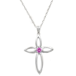 Birthstone Cross Necklace (1 Stone)