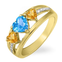 3-Stone Heart Birthstone Ring (3 Stones)