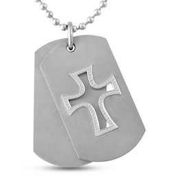 1/4 ct tw Diamond Dog Tag Cross Necklace (4 Lines)