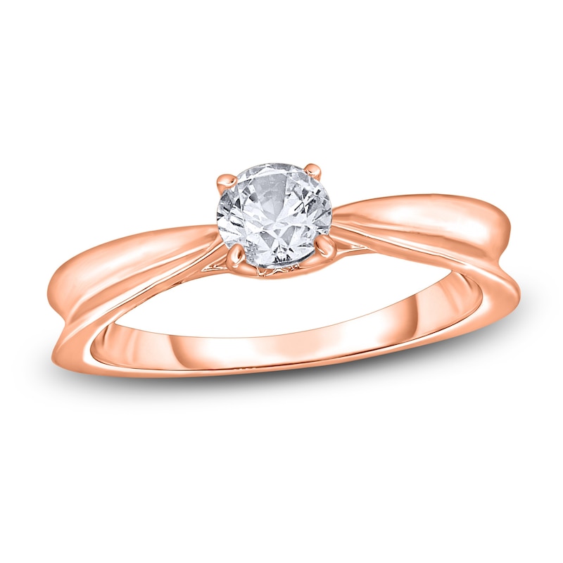 Main Image 1 of Diamond Solitaire Concave Engagement Ring 1/2 ct tw Round 14K Rose Gold (I2/I)
