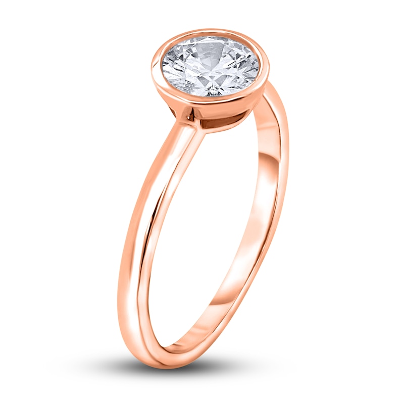 Main Image 2 of Diamond Solitaire Engagement Ring 1 ct tw Bezel-Set Round 14K Rose Gold (I2/I)