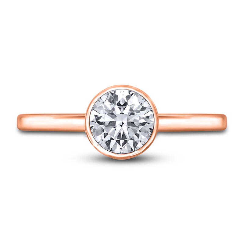Main Image 3 of Diamond Solitaire Engagement Ring 1 ct tw Bezel-Set Round 14K Rose Gold (I2/I)