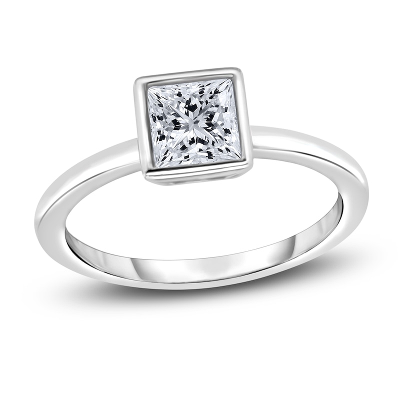 Main Image 1 of Diamond Solitaire Engagement Ring 3/4 ct tw Bezel-Set Princess 14K White Gold (I2/I)