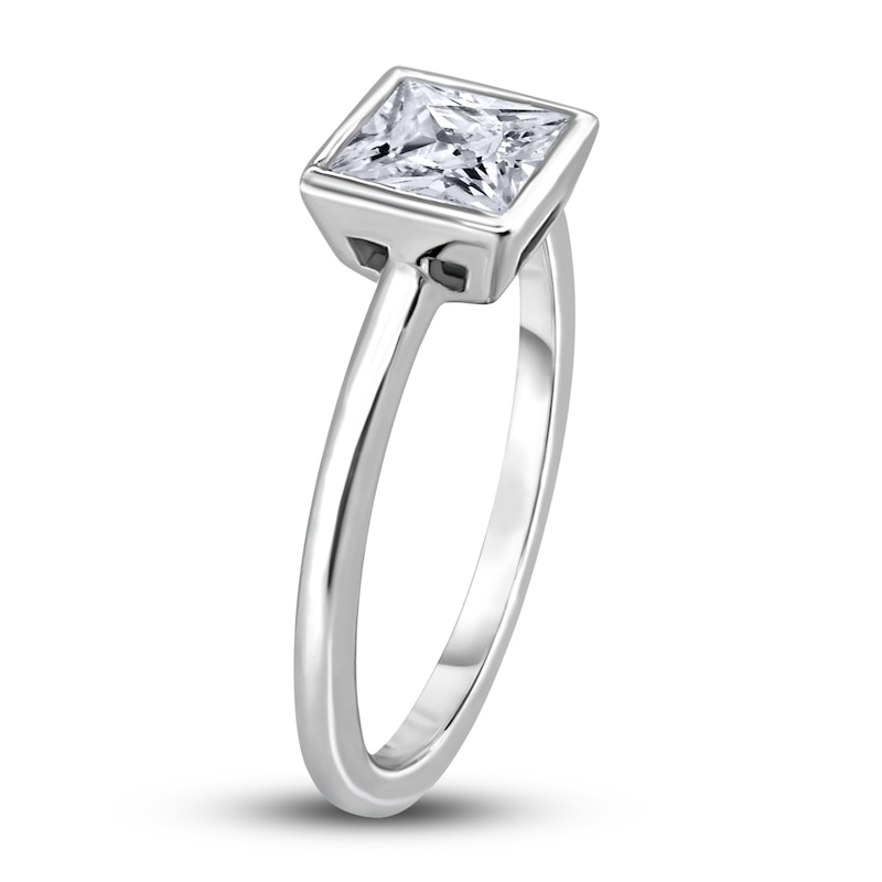 Main Image 2 of Diamond Solitaire Engagement Ring 3/4 ct tw Bezel-Set Princess 14K White Gold (I2/I)