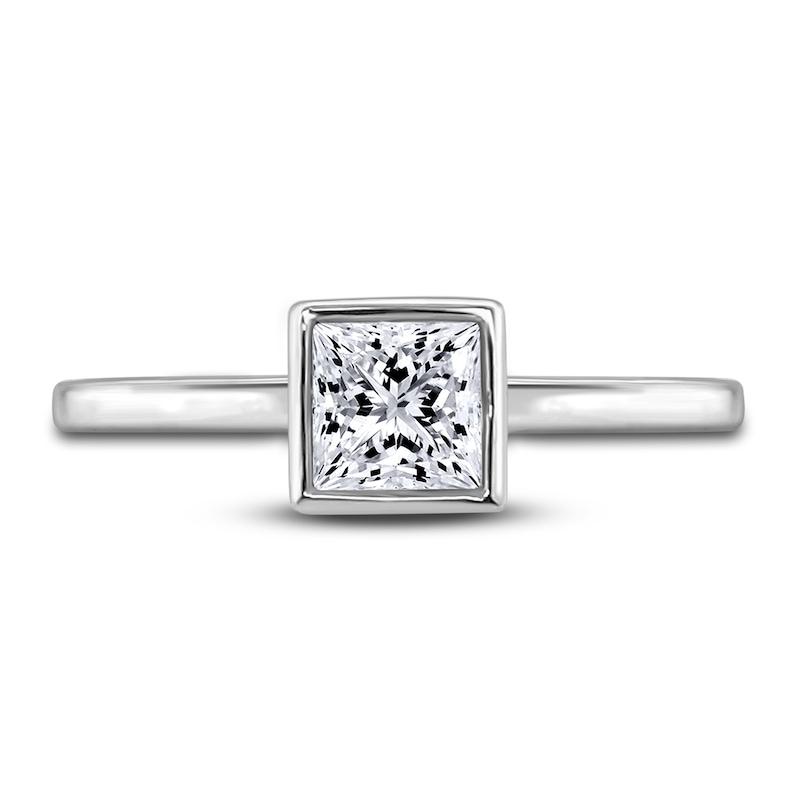 Main Image 3 of Diamond Solitaire Engagement Ring 3/4 ct tw Bezel-Set Princess 14K White Gold (I2/I)