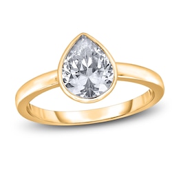 Diamond Solitaire Engagement Ring 2 ct tw Bezel-Set Pear-cut 14K Yellow Gold (I2/I)