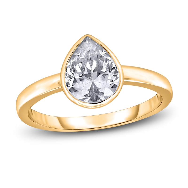 Main Image 1 of Diamond Solitaire Engagement Ring 2 ct tw Bezel-Set Pear-cut 14K Yellow Gold (I2/I)