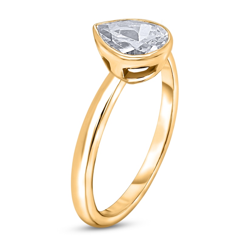 Main Image 2 of Diamond Solitaire Engagement Ring 2 ct tw Bezel-Set Pear-cut 14K Yellow Gold (I2/I)