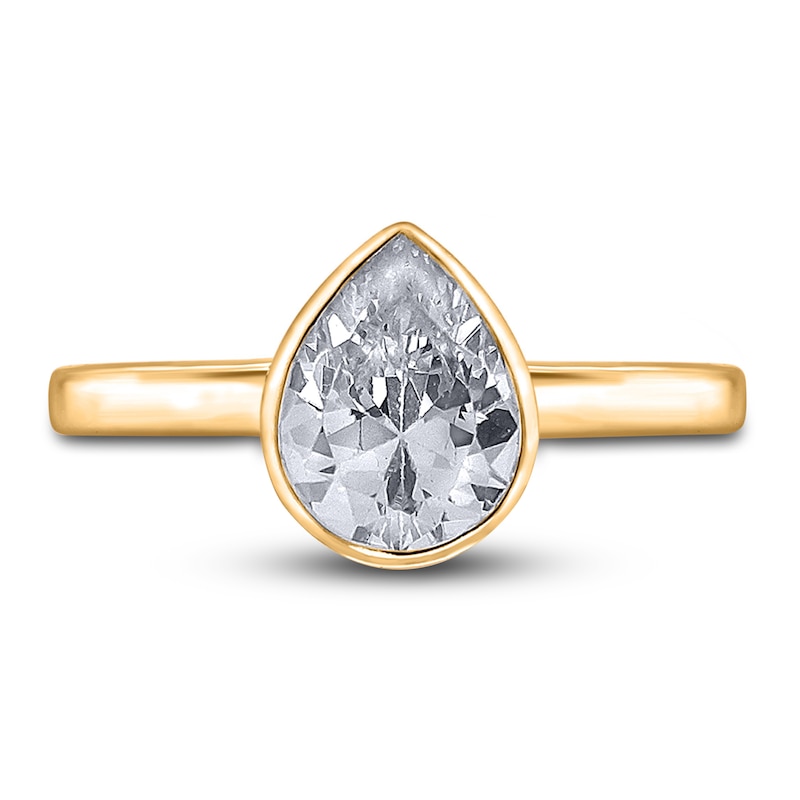 Main Image 3 of Diamond Solitaire Engagement Ring 2 ct tw Bezel-Set Pear-cut 14K Yellow Gold (I2/I)