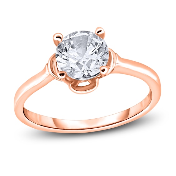 Diamond Solitaire Floral Engagement Ring 2 ct tw Round 14K Rose Gold (I2/I)