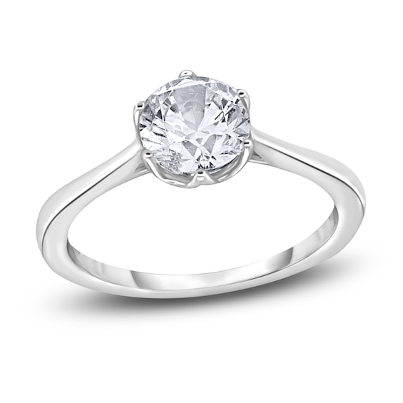 Diamond Cathedral Solitaire Engagement Ring 1-1/2 ct tw Round 14K White Gold (I2/I)