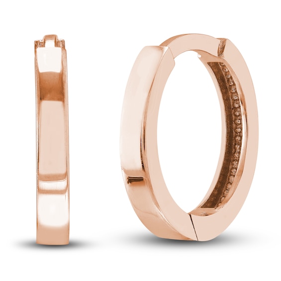 Polished Square Huggie Earrings 14K Rose Gold 12.35mm | Jared