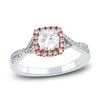 Natural Pink & White Diamond Engagement Ring 7/8 ct tw Round 14K Two-Tone Gold