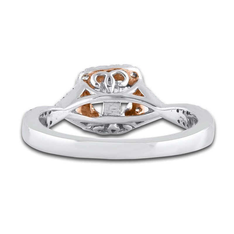 Natural Pink & White Diamond Engagement Ring 7/8 ct tw Round 14K Two-Tone Gold