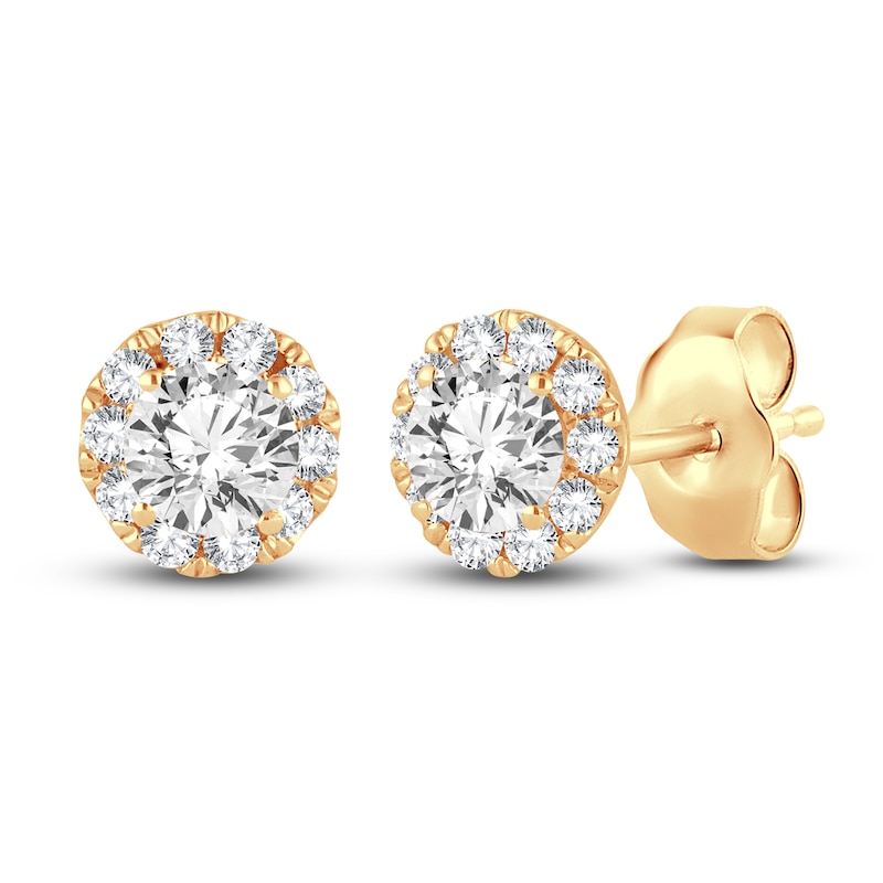 Diamond Stud Earrings 1/2 ct tw Round 14K Yellow Gold
