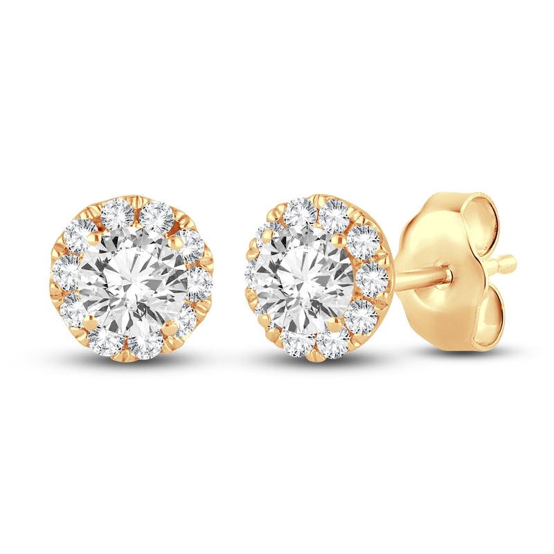 Main Image 1 of Diamond Stud Earrings 1/2 ct tw Round 14K Yellow Gold