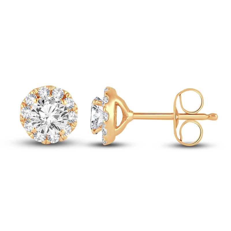 Main Image 2 of Diamond Stud Earrings 1/2 ct tw Round 14K Yellow Gold