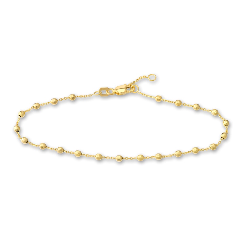 Main Image 1 of Diamond-Cut Beaded Station Bracelet 14K Yellow Gold 7.5" Adj