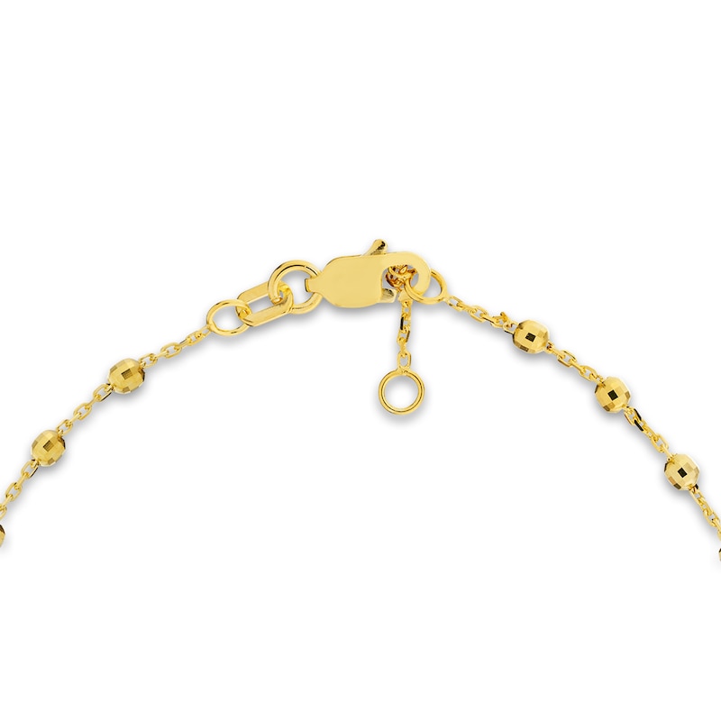 Main Image 3 of Diamond-Cut Beaded Station Bracelet 14K Yellow Gold 7.5" Adj