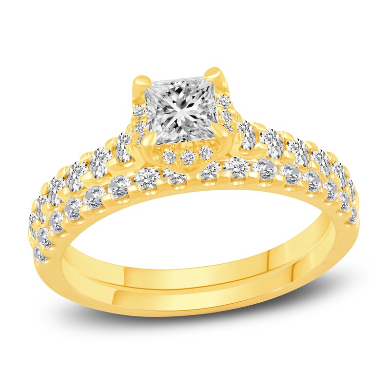 Diamond Bridal Set 1-1/2 ct tw Princess/Round 14K Yellow Gold