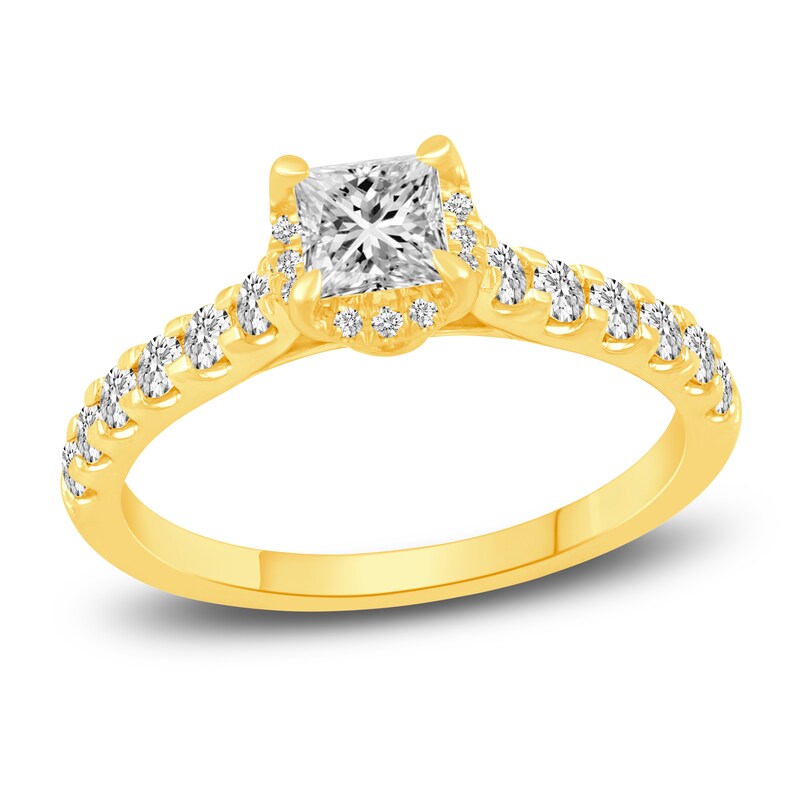 Main Image 4 of Diamond Bridal Set 1-1/2 ct tw Princess/Round 14K Yellow Gold