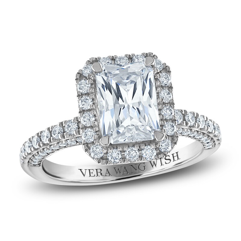 Vera Wang WISH Diamond Engagement Ring 2-3/4 ct tw Emerald/Round 18K White Gold