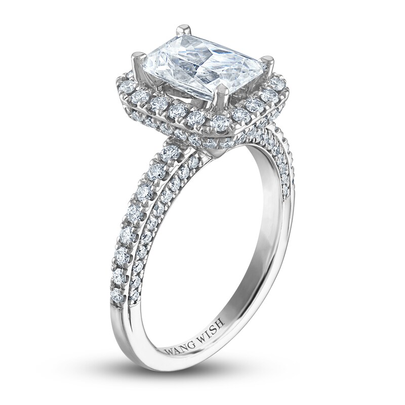 Vera Wang WISH Diamond Engagement Ring 2-3/4 ct tw Emerald/Round 18K White Gold