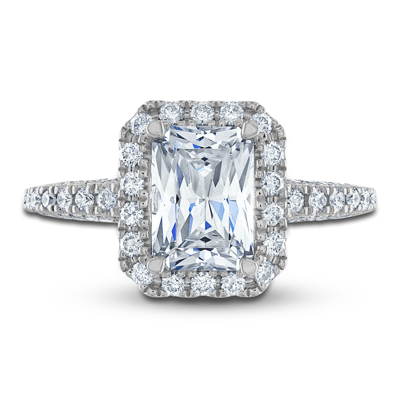 Vera Wang WISH Diamond Engagement Ring 2-3/4 ct tw Emerald/Round 18K White Gold