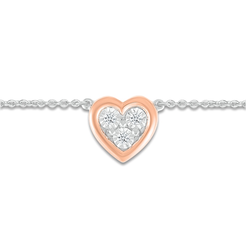 Main Image 2 of Diamond Heart Pendant Bracelet 1/20 ct tw Round Sterling Silver/10K Rose Gold 9&quot;