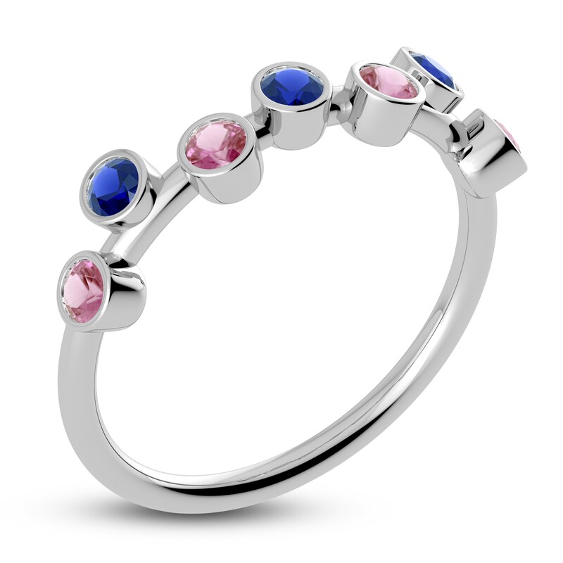 Main Image 2 of Juliette Maison Natural Pink Tourmaline & Natural Blue Sapphire Ring 10K White Gold