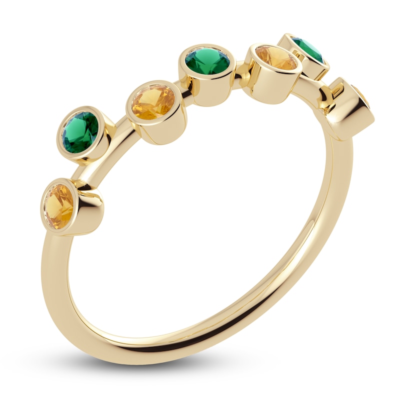 Main Image 2 of Juliette Maison Natural Citrine & Natural Emerald Ring 10K Yellow Gold