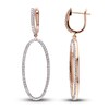 Diamond Drop Hoop Earrings 1/10 ct tw Round 14K Rose Gold