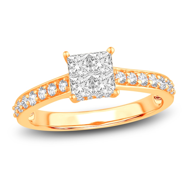 Main Image 1 of Diamond Engagement Ring 7/8 ct tw Princess/Round 14K Yellow Gold