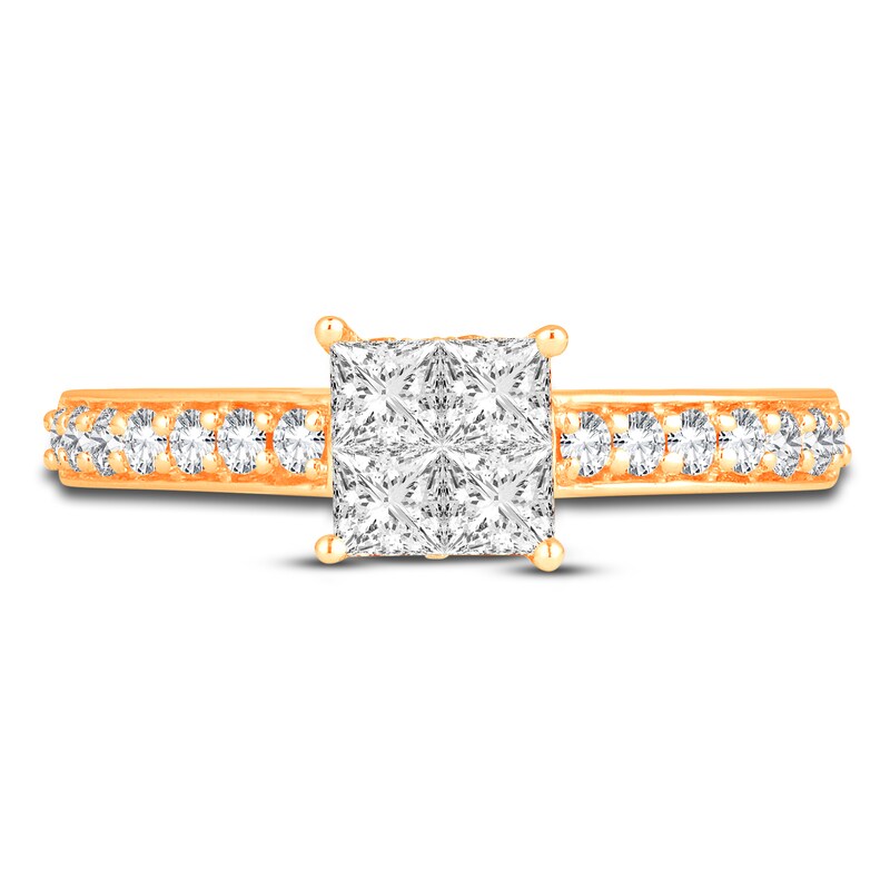 Main Image 3 of Diamond Engagement Ring 7/8 ct tw Princess/Round 14K Yellow Gold