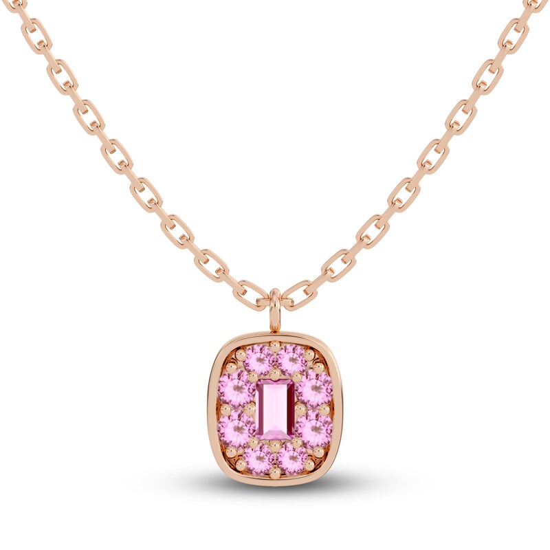 Main Image 1 of Juliette Maison Natural Pink Tourmaline Pendant Necklace 10K Rose Gold