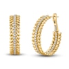 Shy Creation Diamond Leaf Hoop Earrings 5/8 ct tw Round 14K Yellow Gold SC55023673D1.00