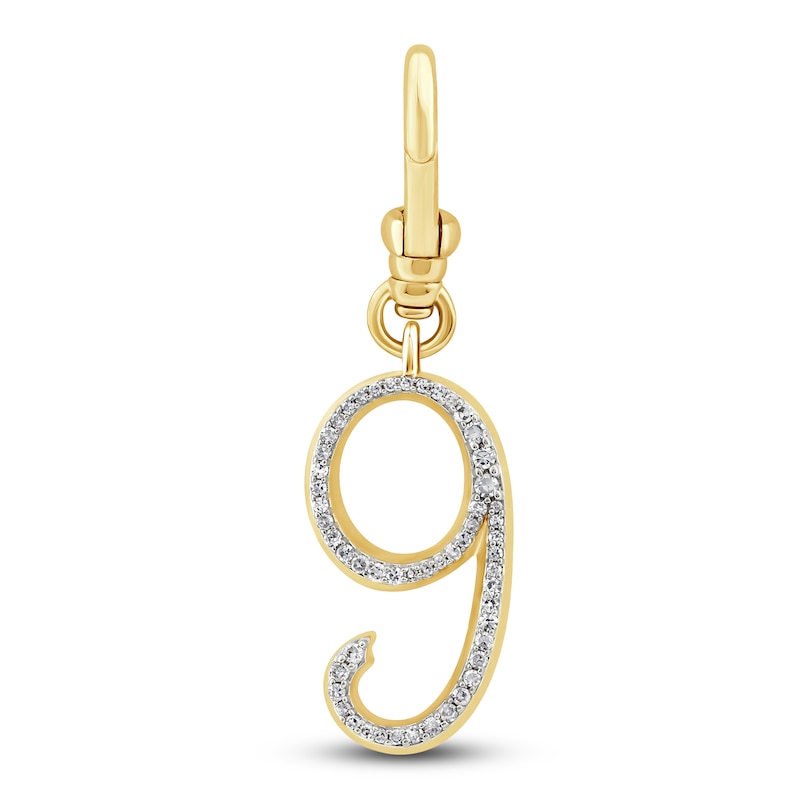 Main Image 1 of Charm'd by Lulu Frost Diamond Number 9 Charm 1/8 ct tw Pavé Round 10K Yellow Gold
