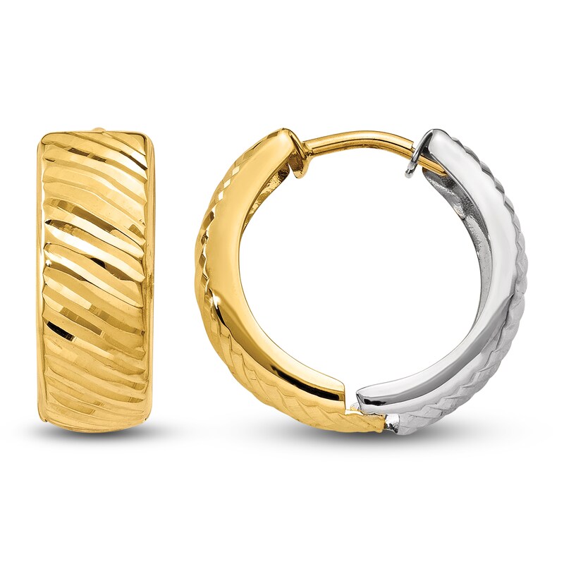 Twisted Hoop Earrings 14K Two-Tone Gold 15mm