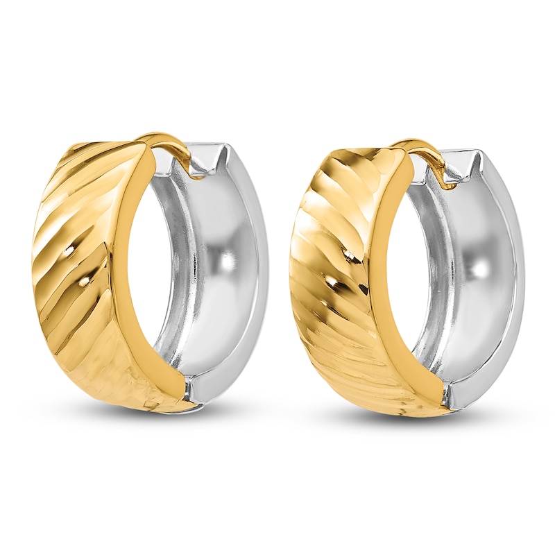 Twisted Hoop Earrings 14K Two-Tone Gold 15mm