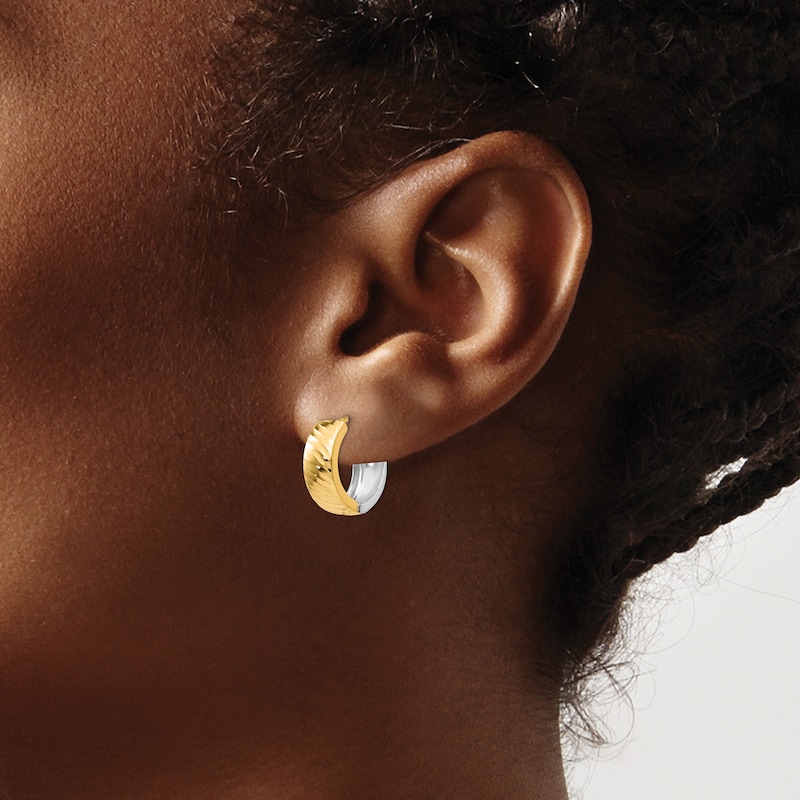 Twisted Hoop Earrings 14K Two-Tone Gold 15mm