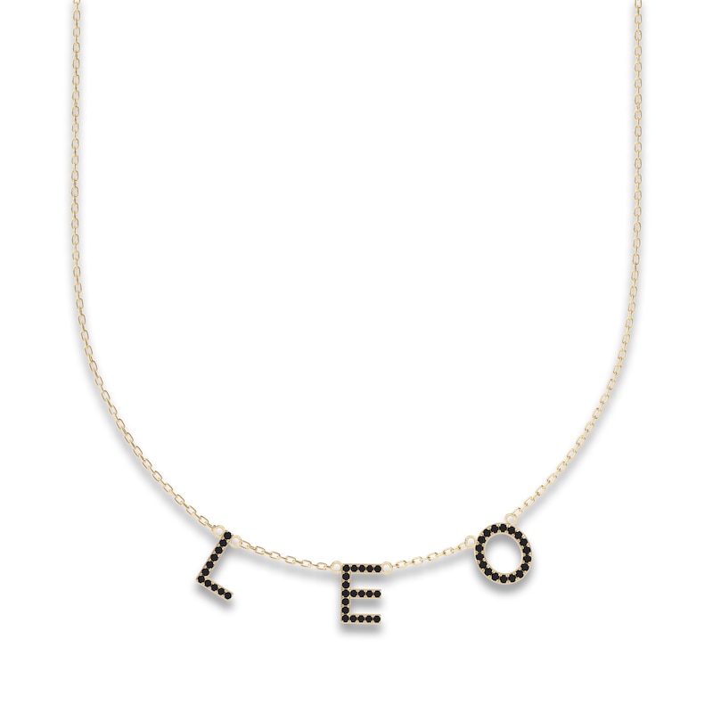 Main Image 1 of Juliette Maison Black Diamond Station Name Necklace 7/8 ct tw Round 10K Yellow Gold