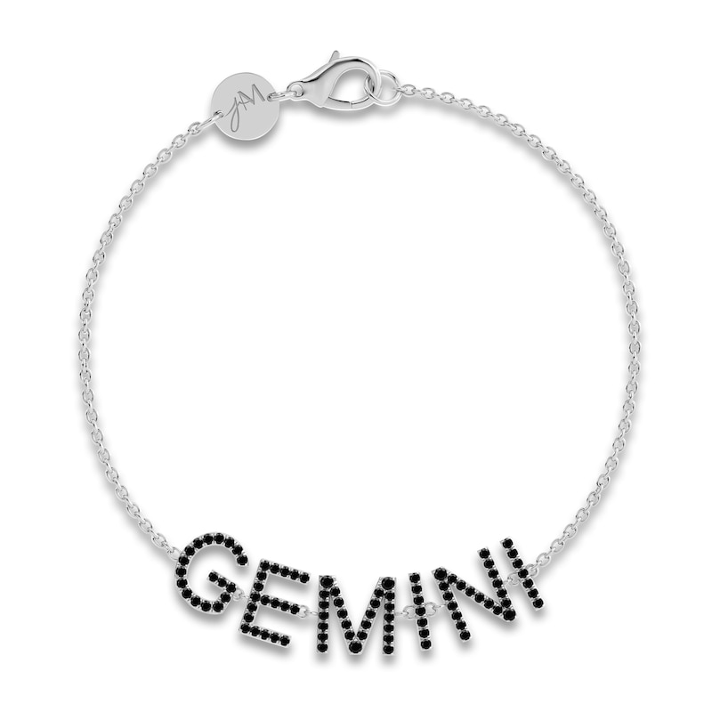 Main Image 1 of Juliette Maison Black Diamond Station Name Bracelet 1-5/8 ct tw Round 10K White Gold