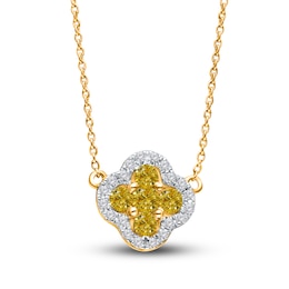 Kallati Natural Yellow Diamond Pendant Necklace 1/2 ct tw Round 14K Yellow Gold