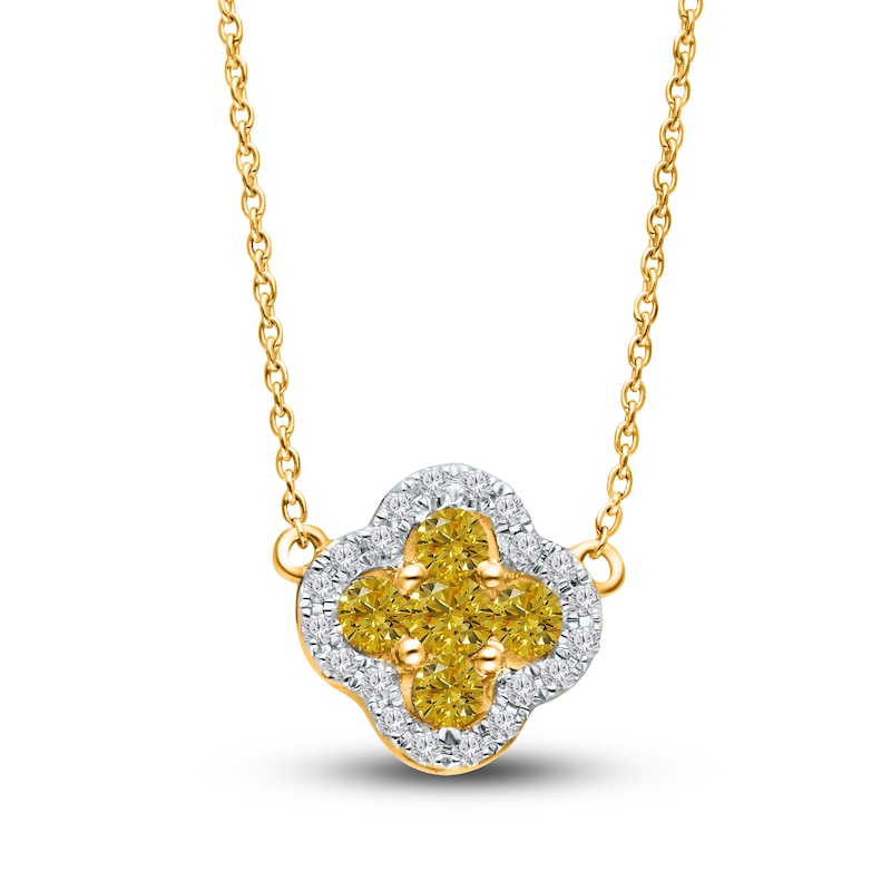 Main Image 1 of Kallati Natural Yellow Diamond Necklace 1/2 ct tw Round 14K Yellow Gold 18"